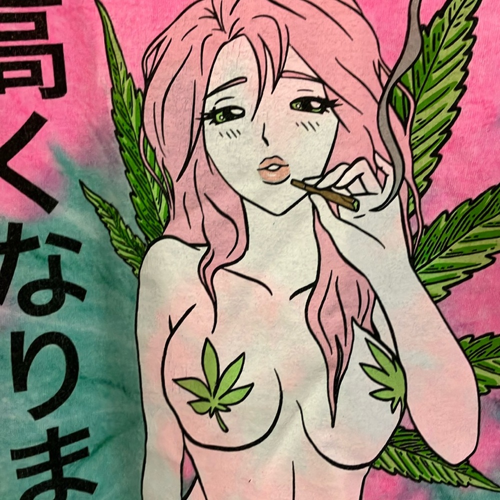 Spencer's Pink and Green Tie-Dye Anime Tee - Picture 3 of 6